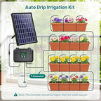 Biling 8W Pro Solar Irrigation System, Digital Programmable Automatic Drip Kit with 3000mAh Battery for Large Gardens, Supports 30+ Potted Plants, Greenhouses, Raised Beds