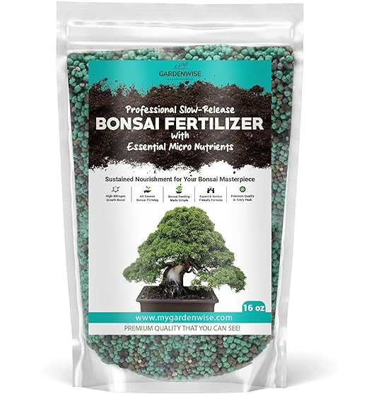 GARDENWISE Slow-Release Bonsai Fertilizer with Essential Micronutrients - Professional Grade Bonsai Tree Fertilizer Pellets | Perfect Food for Indoor & Outdoor Bonsai Trees (16 OZ)