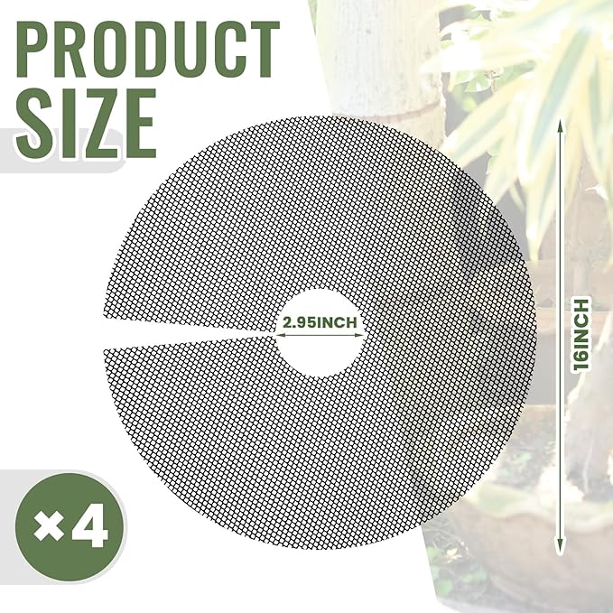 Newtay 4 Pcs 16'' Plant Pot Grid Soil Protector Covers Thickened Flower Protectors from Animals Black Cuttable Flower Grid Cat Digging Stopper for Indoor Outdoor Garden
