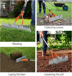 Thatch Rake for Lawns, Yofidra 15" Heavy Duty Metal Dethatcher Rake with 5FT Handle, 70’’ Adjustable Manual Thatcher with 19-Tine for Lawn Loosening Soil, Yard and Removing Dead Grass