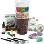 Creations by Nathalie – DIY Large Terrarium Starter Kit with Soil, Moss, Pebbles, Healing Crystal, Tools & Supplies – Terrarium Kit for Adults & Kids, Handcrafted in USA