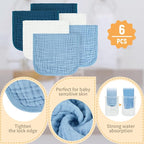 MIGIOL Baby Burp Cloths 100% Cotton Newborn Muslin Burp Cloths 10x20 inches Baby Essentials (6, White & Blue)