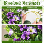 Waipfaru Artificial Plants & Flowers, UV Resistant Fake Plants Artificial Flowers Outdoors, Realistic Faux Petunias Fake Hanging Plants for Outside Garden Balcony Yard Porch(10 Bundles Purple White)