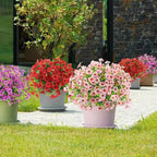 ATTGREAT Artificial Flowers Outdoor Faux Plants UV Resistant Fake Patio Flowers Plastic Greenery Plnats Outside Bulk for Spring Garden Hanging Planter Home Vase Decor, 24 Bundles (Pink)