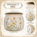 Vintage Large Ceramic Planter with Butterfly Bliss Pattern Warm Yellow Ice Crack Finish Antique Cottage Flower Vase Pot for Indoor Plants Farmhouse Home Kitchen Office Decor