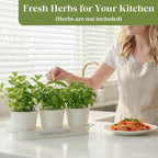 PERFNIQUE Indoor Herb Garden, Herb Planter for Indoor/Outdoor, Farmhouse Plant Pots, Windowsill Herb Garden with Tray(Planter only) Window Pots