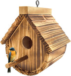 1 Pack Wren Houses for Outdoors,Natural Wooden Hanging Bird House for Chickadee,Bluebird,Handmade from Natural Wood for Garden Decorations