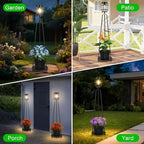 TOWPONICS Outdoor Floor Lamp with Planter Stand, 40.75'' Outdoor Solar Lights with 2700K Warm White LED Bulb, IP65 Waterproof Solar Powered Outdoor Lamp for Patio Backyard Garden Pathhway Decor,1 Pack