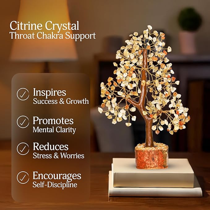 Citrine Healing Crystal - Gemstone Tree, Bonsai Trees, Feng Shui Tree, Crystal Gifts for Women, Arbol De La Abundancia, Crytals and Gemstones