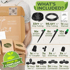 CARPATHEN Drip Irrigation System - Adjustable Quick Connect Irrigation System for Gardens up to 131ft, Raised Beds - Complete Garden Watering System - 1/4 Emitters, 1/2" and 1/4" Tubing and Connectors