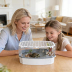 Escape-Proof 3 Gallon Turtle Tank Kit for Hatchlings - Compact Acrylic Aquarium with Basking Platform & Filter, Multi-Zone Desktop Habitat, Easy Clean