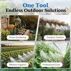 100ft 1/4-Inch Drip Irrigation Kit with 16 Adjustable Copper Nozzles, Automatic Atomizing Watering Sprinkler System for Garden, Raised Beds, Lawn, Greenhouse & Patio