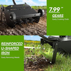 Lineware 9-Inch Lawn Aerator,Heavy Duty Push Spike Aerator with 2 Wheels,Aerator Lawn Tool with Steel Handle, Manual Aerator Lawn Tool with Foam Armrests, Suitable for Lawn, Garden and Yard