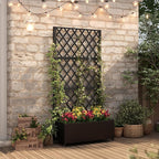 Metal Planter Box with Trellis,72"x35"x15",Galvanized Raised Garden Bed Trellis Outdoor Planter with Privacy Screen & Wheels and Drainage Holes,for Patio Climbing Vegetables,Flowers,Vines,Black