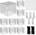 Zubebe 10 Pack Small Wire Plant Protectors Square Plant Protectors from Animals Mesh Cage Chicken Wire Cloche for Shrubs with Ground Stakes and Nylon Ties(Thickness 2mm,Black)