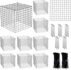 Zubebe 10 Pack Small Wire Plant Protectors Square Plant Protectors from Animals Mesh Cage Chicken Wire Cloche for Shrubs with Ground Stakes and Nylon Ties(Thickness 2mm,Black)