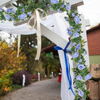 TELDRASSIL 4Pcs(26 FT) Artificial Rose Vine Fake Flower Garland Fake Silk Rose Hanging Vine for Wedding Party Background Arch Garden Background Decoration (Blue)