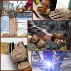 WZQH Leather Work Gloves for Men or Women. X-Large Glove for Gardening, Tig/Mig Welding, Construction, Chainsaw, Farm, Ranch, etc. Cowhide, Cotton Lined, Utility, Firm Grip, Durable. Coffee-grey XL