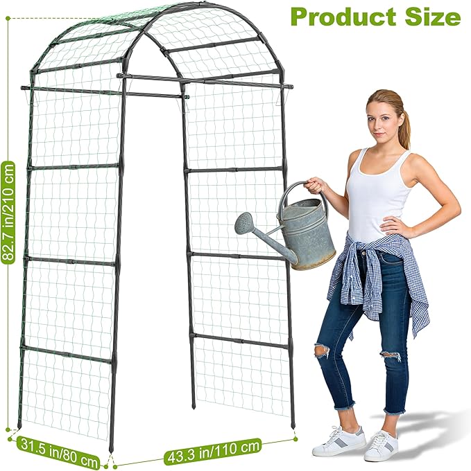 Miory Garden Arch Trellis for Climbing Plants Outdoor, 7ft Tall Plants Support Trellis for Climbing Vine Tomato Vegetable Flower Fruit, Cucumber Trellis for Raised Bed (32 x 83 Inch)