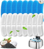 Pawtners 8 Pack Replacement Filters for STR-PT-108A Pumpless Cat Water Fountain, Multi-Layer Filtration for Cat/Dog Fountain, Complete Kit with 8 Filters & 8 Sponges
