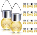 GIGALUMI Solar Lights Outdoor Waterproof, 16 Pack Solar Hanging Lights Garden Decor, Gifts for Women, Solar Outdoor Lantern Waterproof Cracked Glass for Yard, Fence, Tree(Warm White)