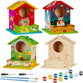 Liliful 2 Pack DIY Wooden Birdhouse Kit, Crafts for Kids and Adults, Bird House with Paint and Paintbrushes Painting Kits for Boys and Girls, Spring Birthday Classroom Gifts for Ages 4-8