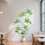 Artificial Mahonia Fortunei Tree - 6FT Artificial Plants Indoor, Fake Floor Plant with White Planter, Tall Sumac Faux Plants for Decor Indoor Home Sala Office Hotel Patio Studio (Yellow)