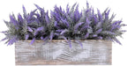 Winlyn 14" Faux Lavender Plant in Rustic Rectangular Wood Planter Box Artificial Lavender Flower Arrangement Potted Plant for Farmhouse Wedding Centerpiece Provence Home Office Room Table Mantel Décor