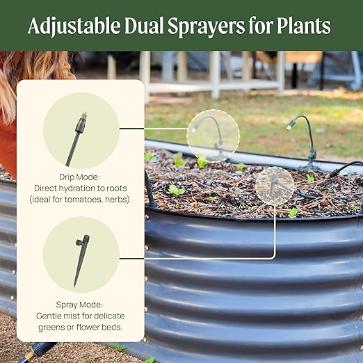 Vego Garden Irrigation Kit - Drip Irrigation System for Raised Garden Beds, Efficient Watering Solution for Vegetables, Flowers, and Plants, Easy DIY Installation (M)