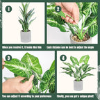 16" Small Fake Plants Artificial Tropical Faux Plants Indoor Desk Plant for Home Office Kitchen Shelf Sage Green Decor