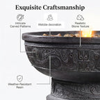 GOSSI Outdoor Water Fountain with Led Light Decorative Pedestal Bowl Design with River Stones Home Decoration, Modern Garden Fountain for Patio Decor