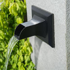 Square 316 Stainless Steel Water Fountain Spout, Outdoor Spillway Scupper with Integrated Spray Baffle, Unique Emitter Water Feature Decor for Patios, Pools, Courtyards, Water Walls(Black)