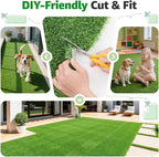 Realistic Artificial Grass Turf Indoor Outdoor: Fake Grass Turf with Drainage Holes, Pet-Friendly Dog Grass Mat, Perfect for Garden Lawn Balcony Patio Backyard Landscape Decoration, 3.2FT x6.5FT