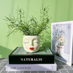 Girl Face Flower Pot Small Lady Head Planter Funny Flower Pot for Cactus Lovely Resin Head Face Planter with Anti-Friction Pads Pale Yellow 1Pack