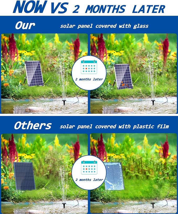 Biling 7.5W Solar Water Pump Outdoor, Solar Pond Pump Solar Fountain with DIY 5ft Tubing for Samll Ponds, Garden Pool and Bird Bath