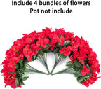 Bougainvillea Artificial Flowers for Outdoors Faux Plants Spring Summer Decor, 4 Bundles Red UV Resistant Fake Outdoor Flowers Silk Flowers for Outside Realistic for Planters Patio Porch Garden Home