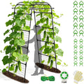 7.2FT Garden Arch Trellis for Climbing Plants, Heavy Duty 66" Wide Walk-Through Metal Arch with Netting, Wind-Resistant Vertical Garden Support for Cucumbers, Roses, Beans, Squash (33" Arch)