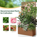 Outvita Metal Planter Box with Trellis, 71’’ x 36’’ x 16’’ Raised Garden Bed with Drainage Holes for Climbing Plants, Vegetables, Vines, Privacy Planters for Patio (Brown)
