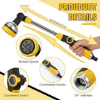 Bokon 2 Pack Garden Hose Watering Wand 18.5'' with 180° Rotating Head, 8 Adjustable Spray Patterns, Ergonomic Non-Slip Handle & Quick Connect - Watering Hanging Plants, Lawn, Garden & Car Washing
