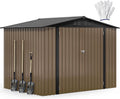 DWVO 7x5ft Metal Outdoor Storage Shed, Waterproof Tool Shed Heavy-Duty Storage Unit with Lockable Door and Vents, Ideal for Bicycles, Tools, Lawnmowers, Backyards, Patios, Lawns - Brown