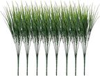8 Pack Artificial Plants Flowers Grass Shrubs No Fade Faux Plastic Flowers Outdoor for Farmhouse Garden Porch Patio Indoor Wedding Decoration Greenery Fake Plants uv Resistant (3#Green)