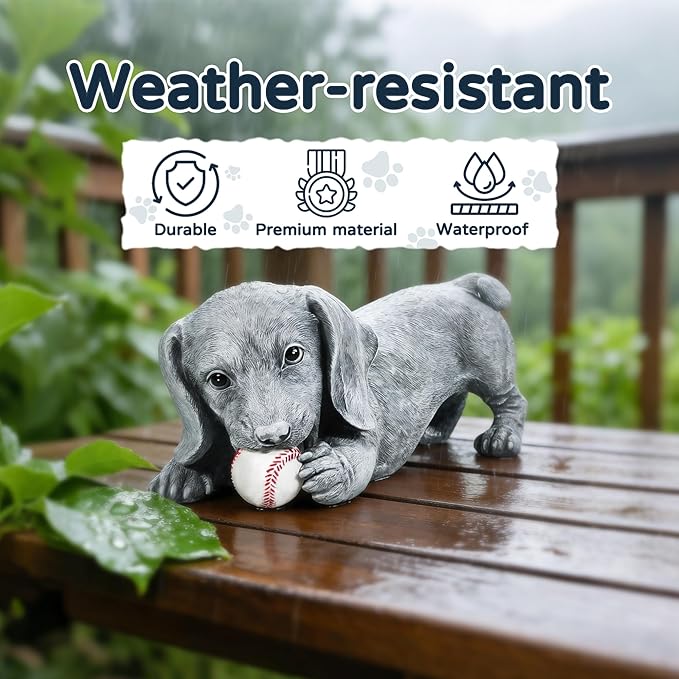 Dachshund Solar Garden Statue - Outdoor Yard, Lawn, Patio Weiner Dog Decor - Unique Birthday Housewarming Gift for Mom, Women, Dad, Men