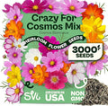 SVI 3000 Mix Crazy for Cosmos Seeds (Cosmos bipinnatus) – Cosmo Mix Wildflower Seed Packets – Easy Grow Annual, Bulk Flower Seeds for Outside Flower Garden, Containers, Flowers Beds