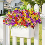 Alupssuc 48 Bundles Artificial Flowers for Outdoors Planters Spring Decoration, UV Resistant Faux Eucalyptus Violet and Lavender Silk Fake Plants for Outside Indoor Yard Home Patio Decor, Mix 4 Colors
