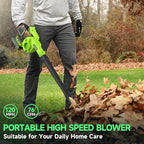 Leaf Blower Cordless with Battery and Charger, 20V Electric Cordless Blower 120MPH Small Leaf Blower, Lightweight Battery Blower Yard Tools Grass Blowers for Lawn Care Patio Backyard Leaves and Dust