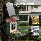 HEAPETS Bird Feeder with Camera Solar Powered, 3K HD Video, AI Bird Recognition, Auto Capture with Instant Notifications, IP65 Weatherproof, Gifts for Fathers Day, Brown