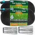 2026 Flat Soaker Hose 150 ft (75ft 2Packs) with Stake for Garden, Linkable Drip Hose Diy Automates Garden Irrigation System Saving 89% Water, Dual-layer Leak-free Design Water Hose with Holes