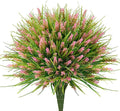 20 Bundles Artificial Plants Outdoor, UV Resistant Fake Flowers， Realistic Faux Lavender Shrubs for Porch Garden Window Box Home Decoration (Pink)