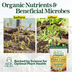 Organic Plant Food with Beneficial Microbes, Fast Acting Vegan Fertilizer for Vegetable Garden, Outdoor & Indoor Plant Fertilizer, Miracle Growth for Plants Concentrated 250GR Makes 60 Gallons