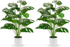 Der Rose 28" Fake Plants Large Artificial Monstera Faux Potted Plants Indoor Tall for Outdoor Living Room House Floor Front Porch Tree Decor (Pack of 2)